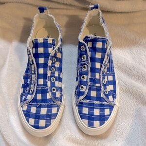 Women’s Corky’s blue/whitet gingham checked Babalus